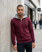 Statement Street - Ellom | Hochschließender Kontrastfarbener Hoodie Herren