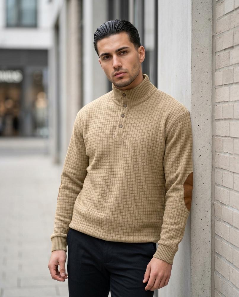 Statement Street - Yonat | Gesteppt Geknöpft Pullover Herren