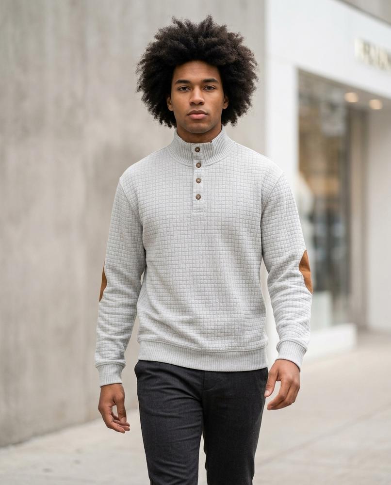 Statement Street - Yonat | Gesteppt Geknöpft Pullover Herren