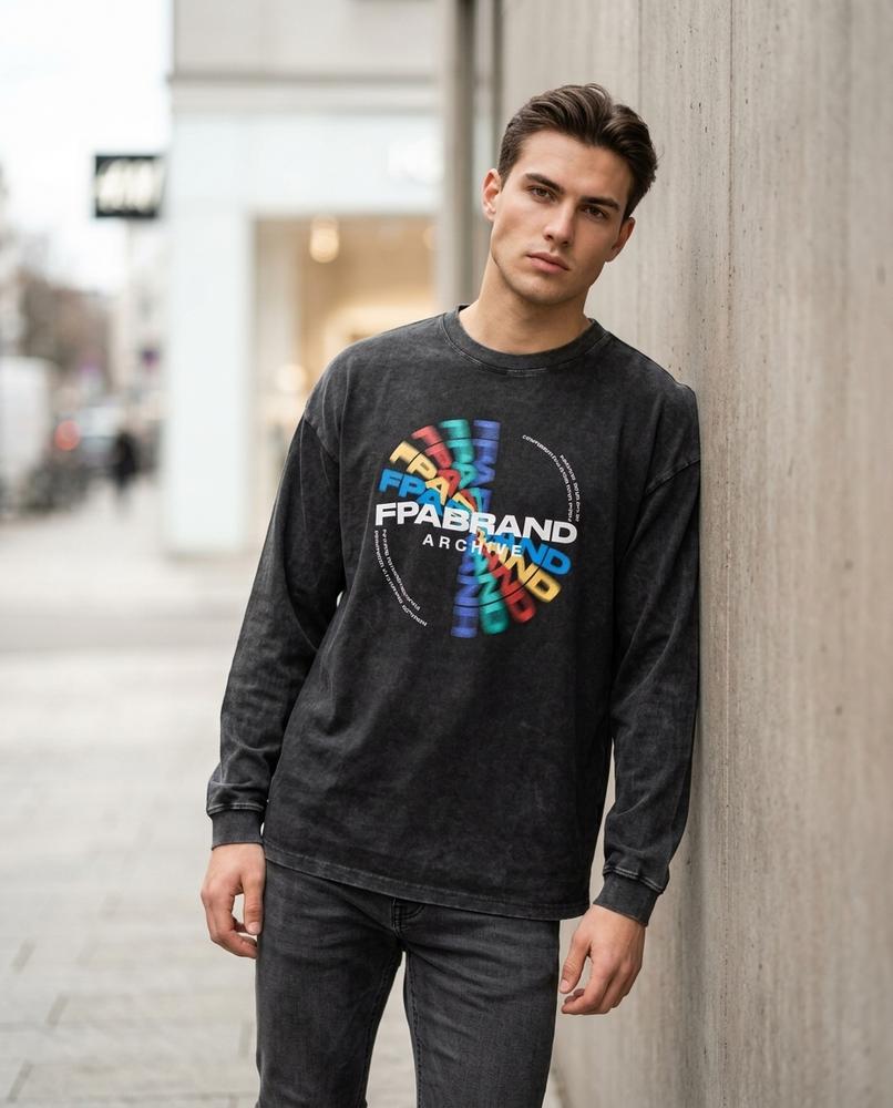 Statement Street - Naron | Gewaschenes Bedrucktes Sweatshirt Herren