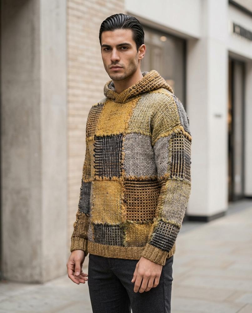 Statement Street - Rizem | Patchwork Gestrickter Hoodie Herren