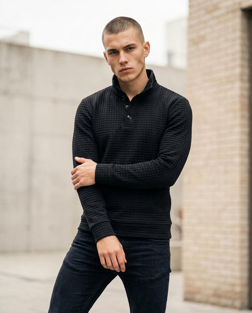 Statement Street - Aibus | Strukturiert Geknöpft Pullover Herren