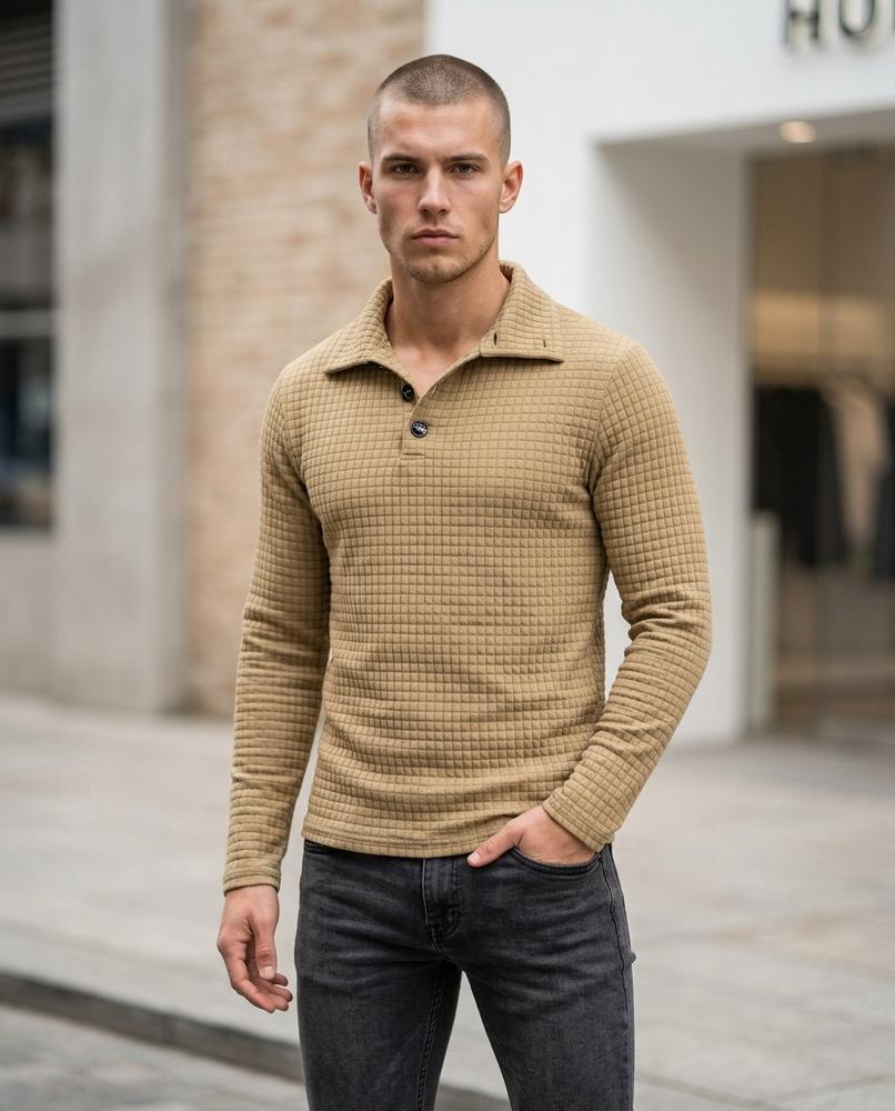 Statement Street - Aibus | Strukturiert Geknöpft Pullover Herren