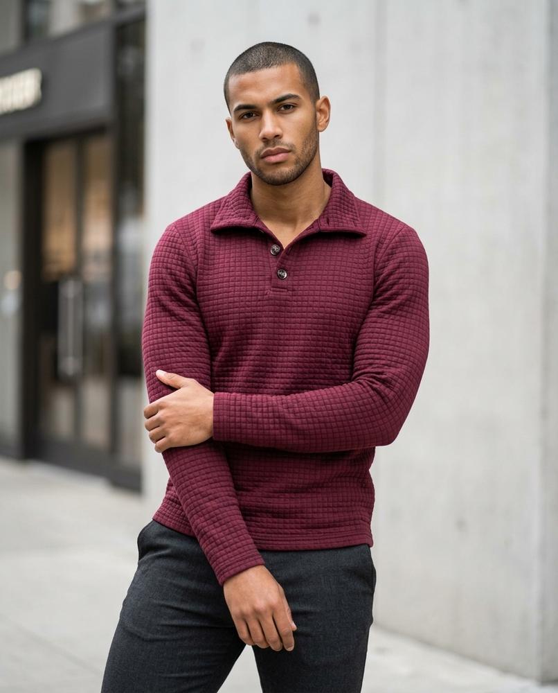 Statement Street - Aibus | Strukturiert Geknöpft Pullover Herren