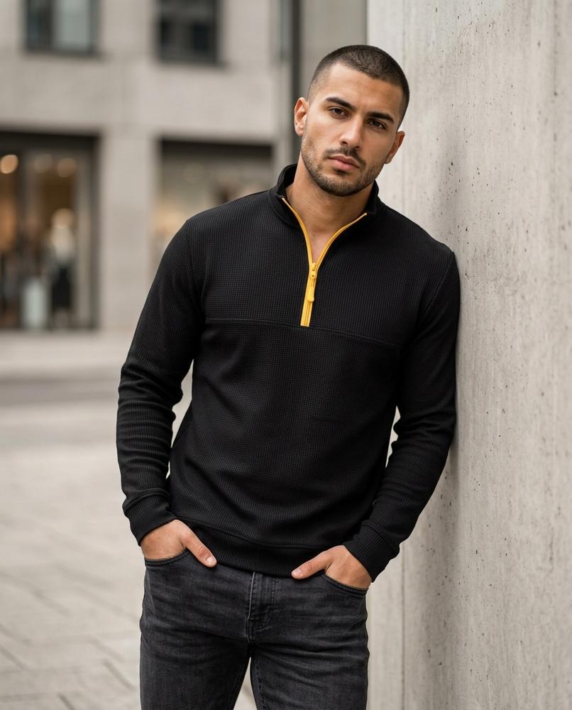 Statement Street - Semes | Zweifarbig Strukturiert Pullover Herren