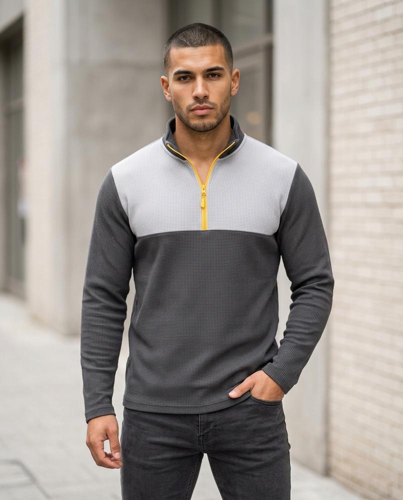 Statement Street - Semes | Zweifarbig Strukturiert Pullover Herren