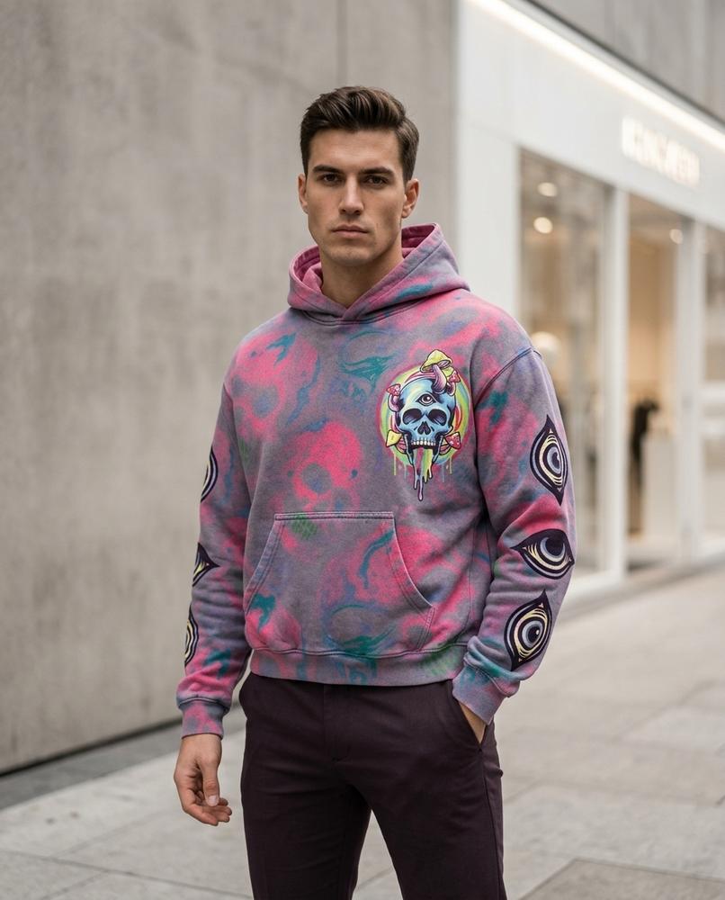 Statement Street - Vehuv | Mehrfarbig Bedruckt Hoodie Herren