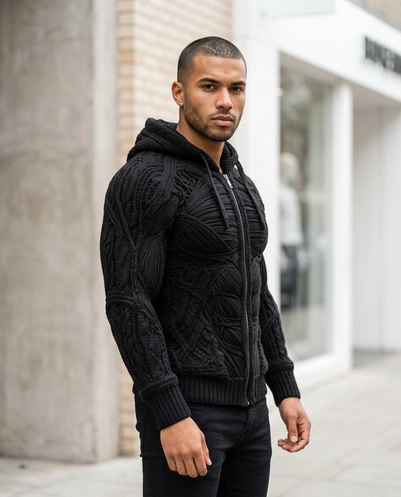 Statement Street - Devut | Strukturierte Körperbetonte Strickjacke Herren
