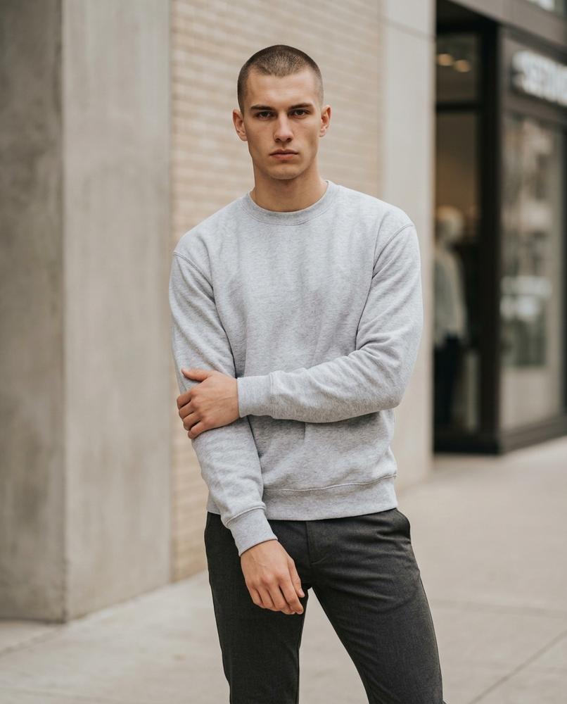 Statement Street - Lerem | Langärmliges Unifarbenes Sweatshirt Herren