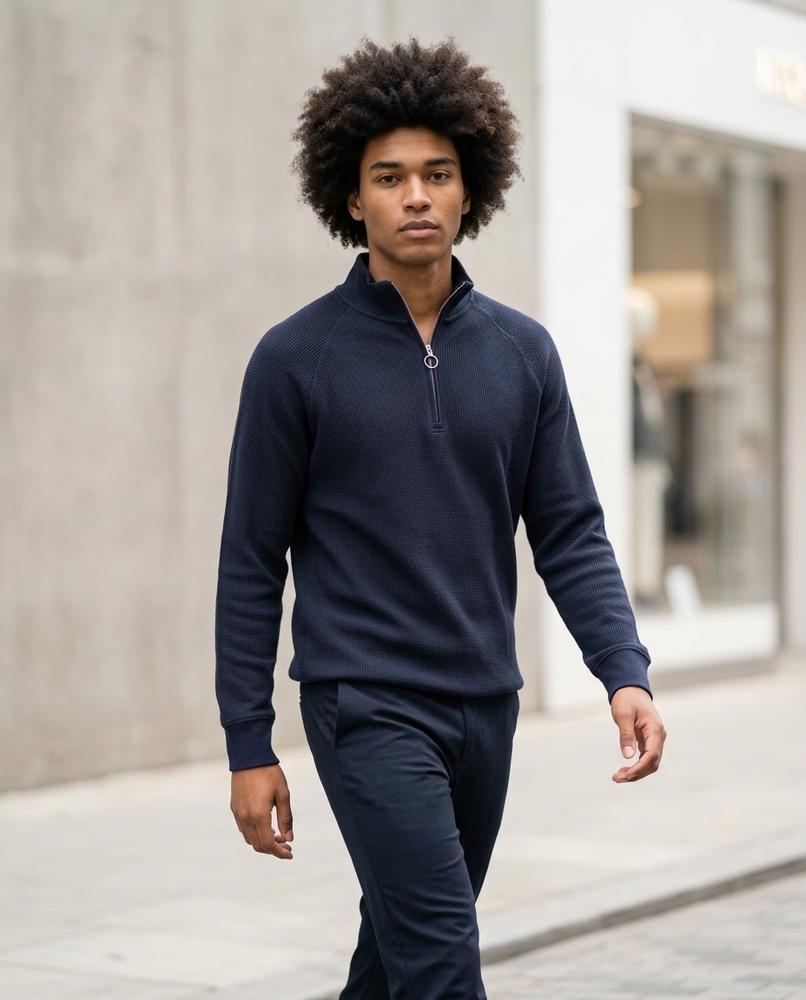Statement Street - Depes | Strukturiert Reißverschluss Pullover Herren