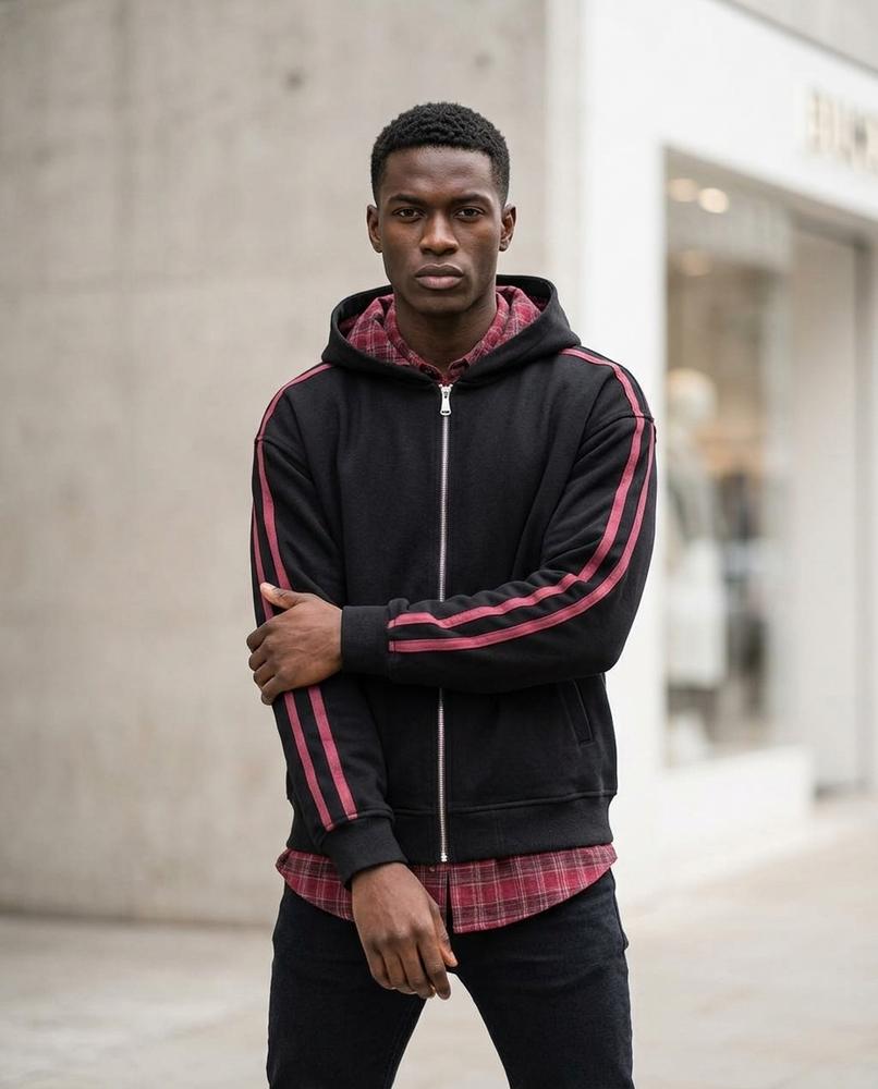 Statement Street - Yulim | Gestreift Gefüttert Hoodie Herren