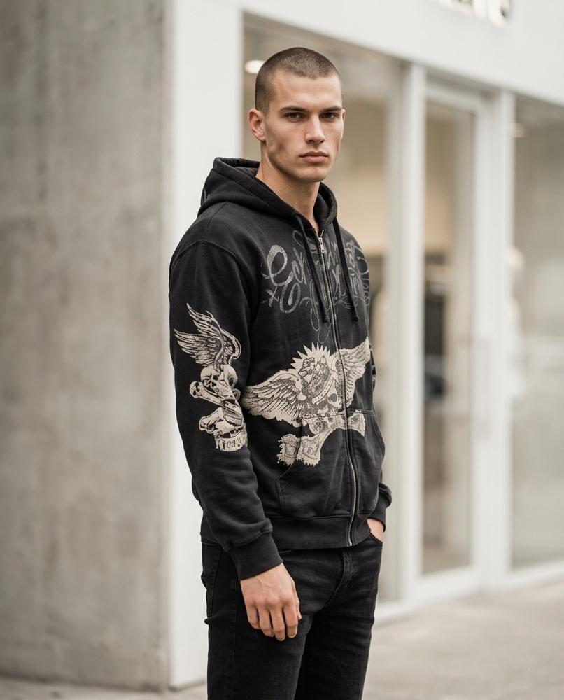 Statement Street - Nitok | Bedruckter Gewaschener Hoodie Herren