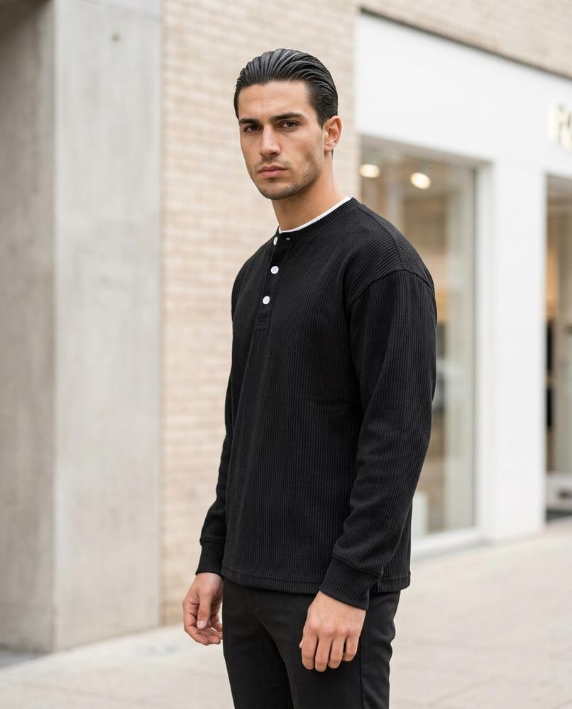 Statement Street - Cevir | Gerippt Langärmlig Shirt Herren