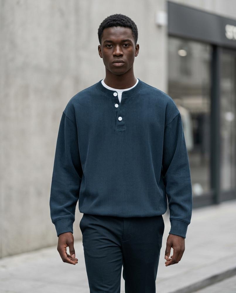 Statement Street - Cevir | Gerippt Langärmlig Shirt Herren