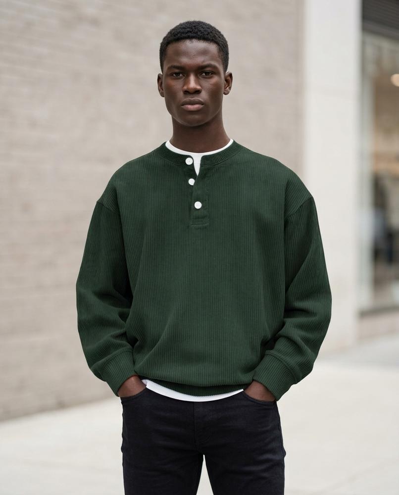Statement Street - Cevir | Gerippt Langärmlig Shirt Herren