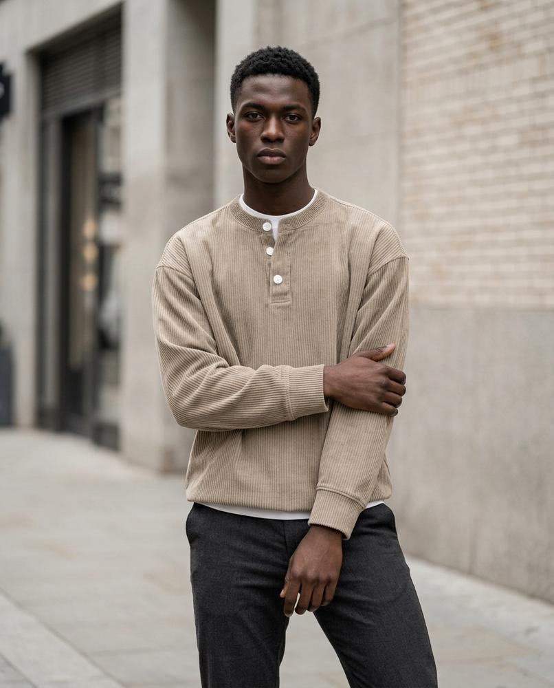 Statement Street - Cevir | Gerippt Langärmlig Shirt Herren