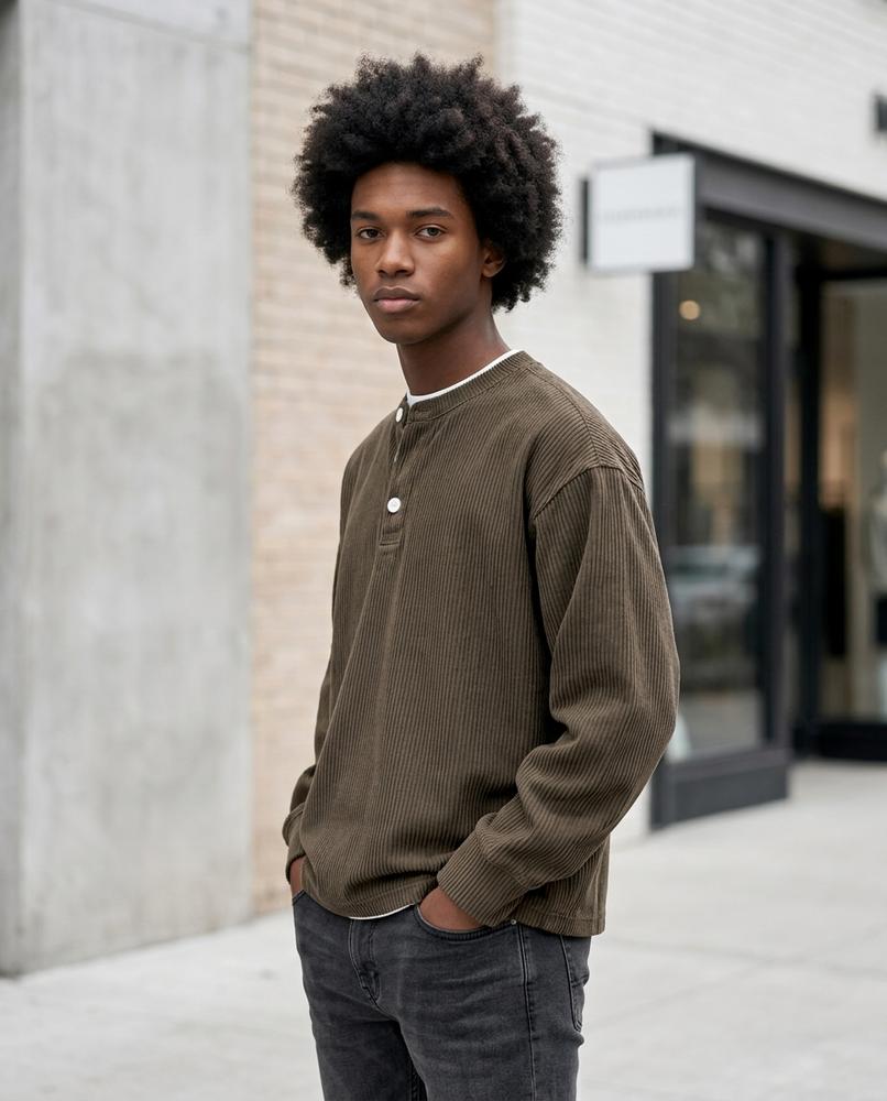 Statement Street - Cevir | Gerippt Langärmlig Shirt Herren