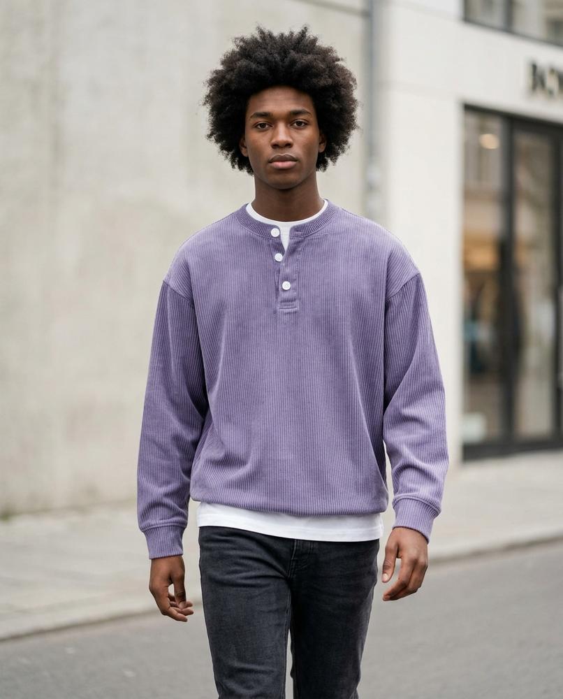 Statement Street - Cevir | Gerippt Langärmlig Shirt Herren