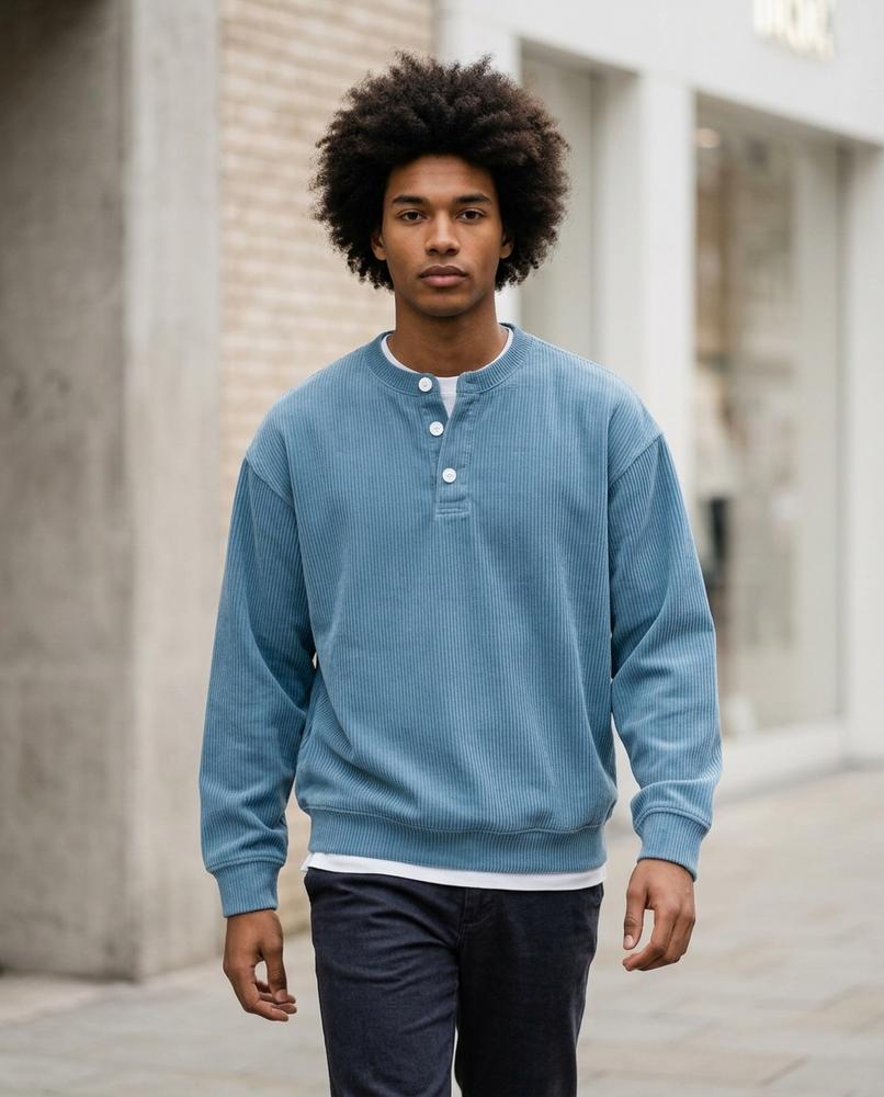 Statement Street - Cevir | Gerippt Langärmlig Shirt Herren