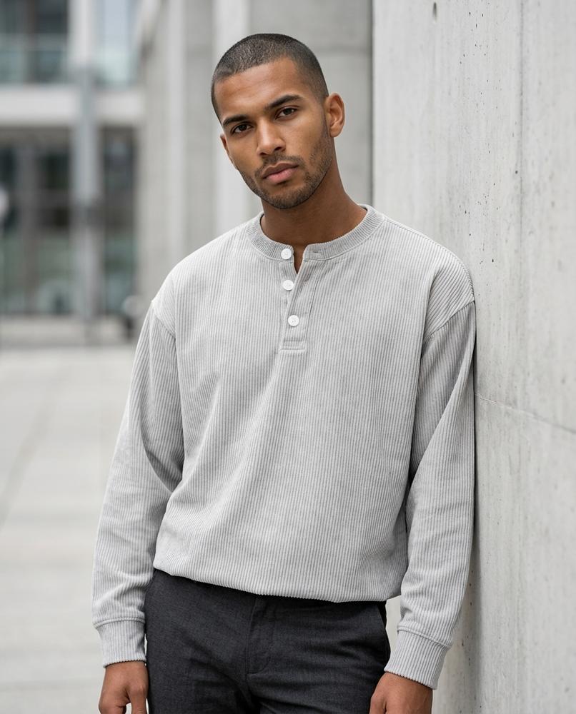 Statement Street - Cevir | Gerippt Langärmlig Shirt Herren