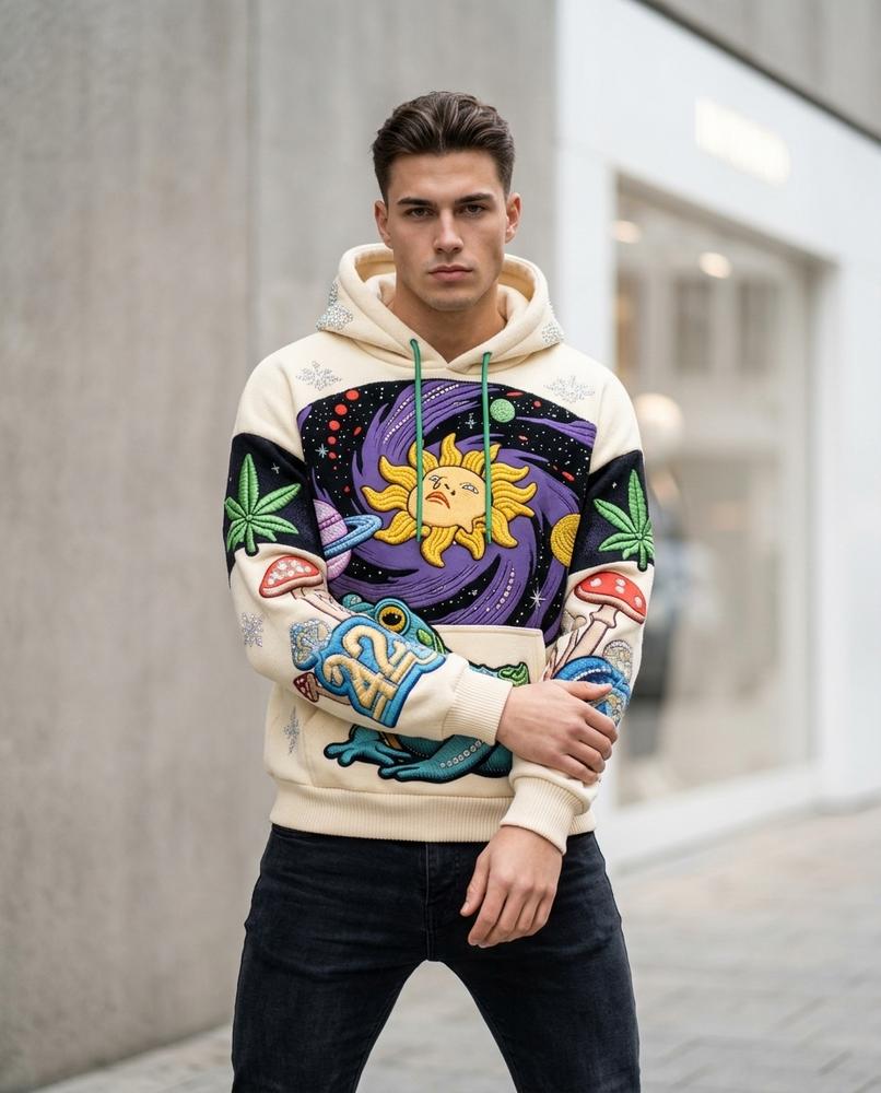 Statement Street - Vosal | Bestickt Mehrfarbig Hoodie Herren