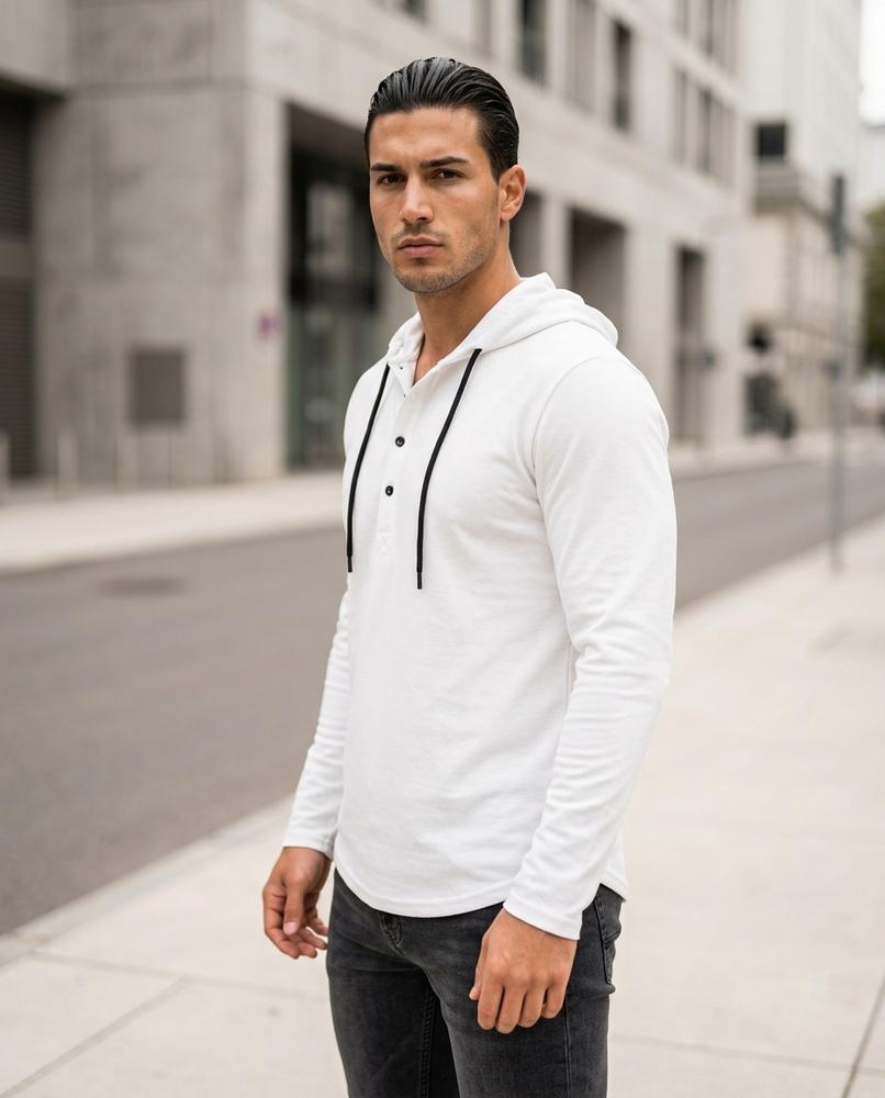 Statement Street - Zovov | Langärmliger Geknöpfter Hoodie Herren