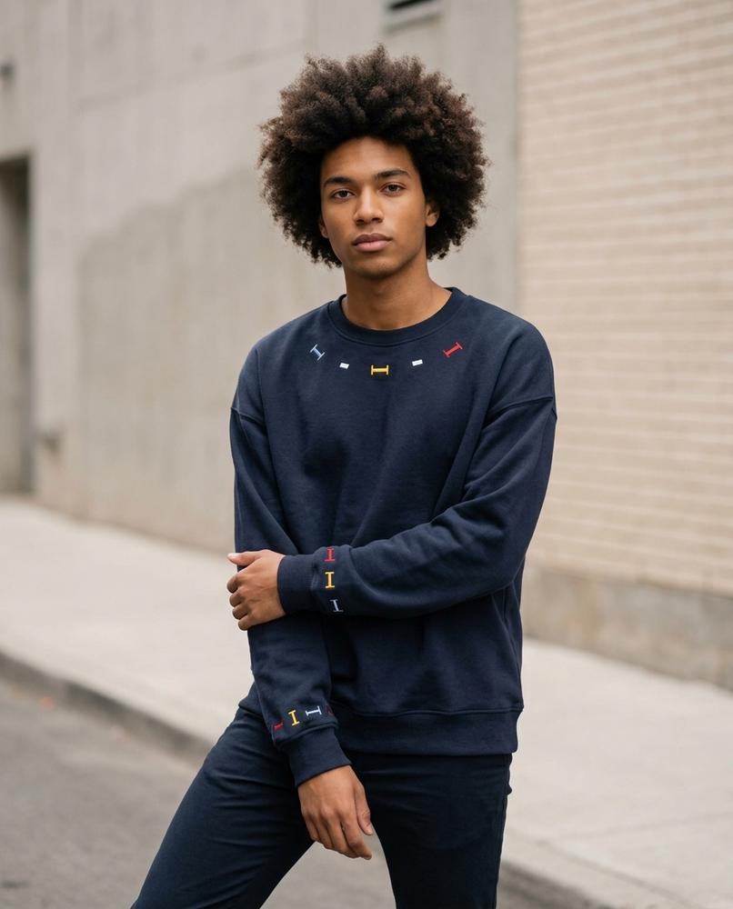 Statement Street - Muvun | Bestickt Strukturiert Sweatshirt Herren