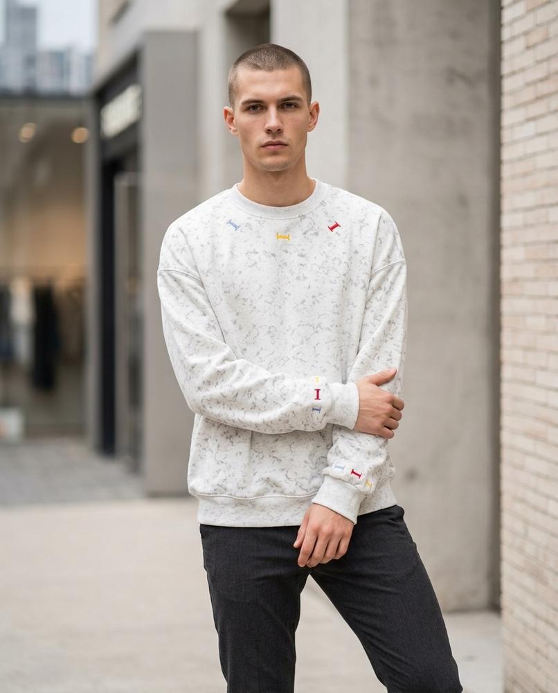Statement Street - Muvun | Bestickt Strukturiert Sweatshirt Herren