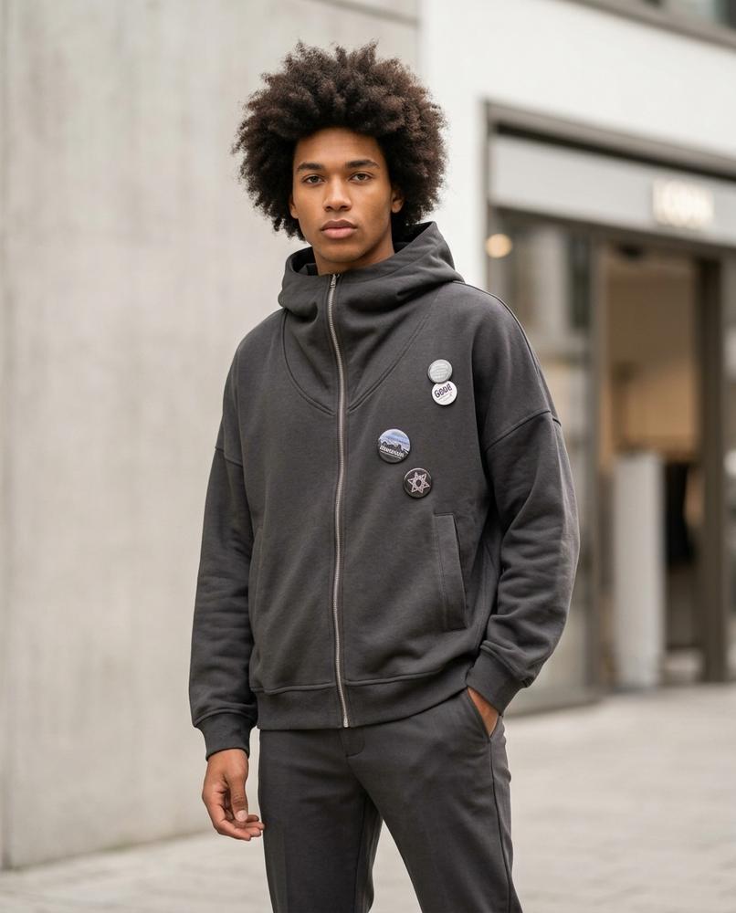 Statement Street - Aiwir | Reißverschluss Weit Geschnitten Hoodie Herren