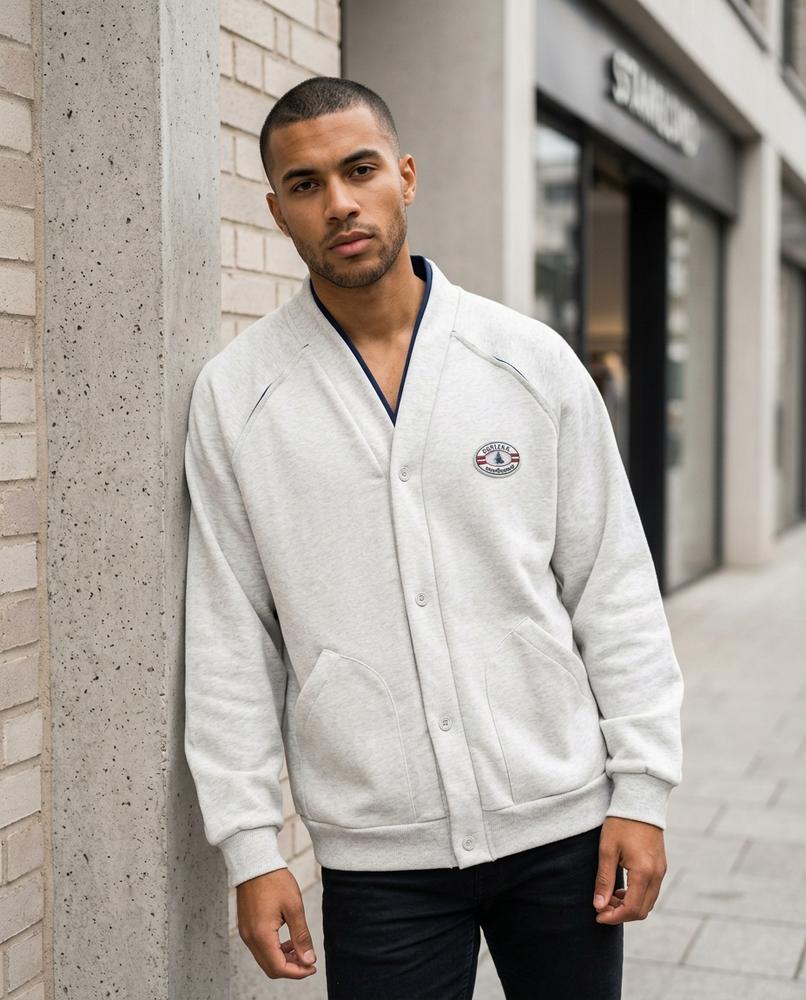 Statement Street - Vipok | Geknöpfter Melierter Cardigan Herren