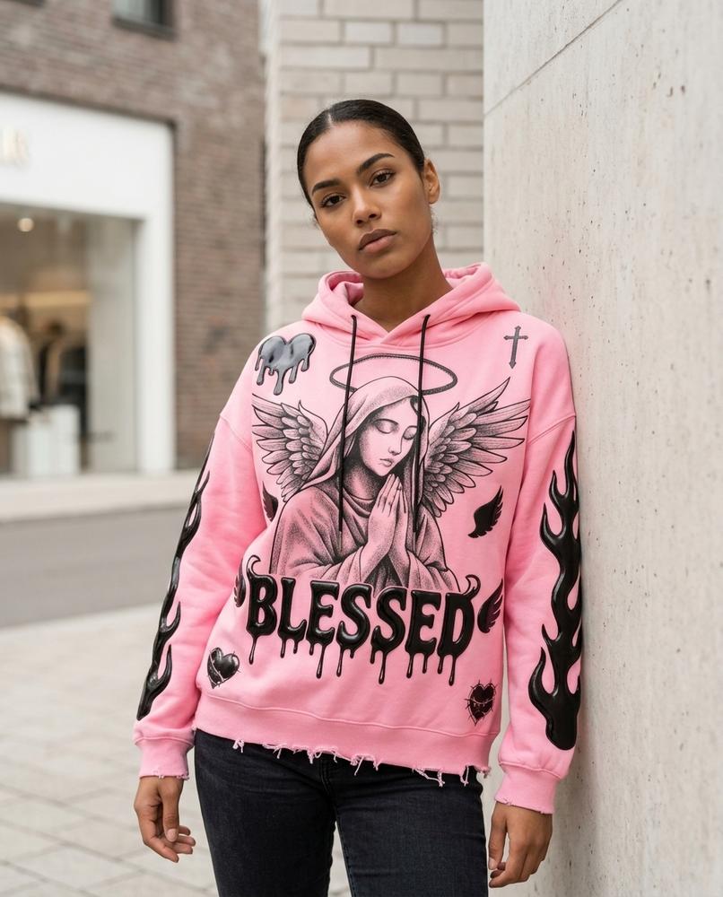 Statement Street - Melos | Bedruckt Ausgefranst Hoodie Herren