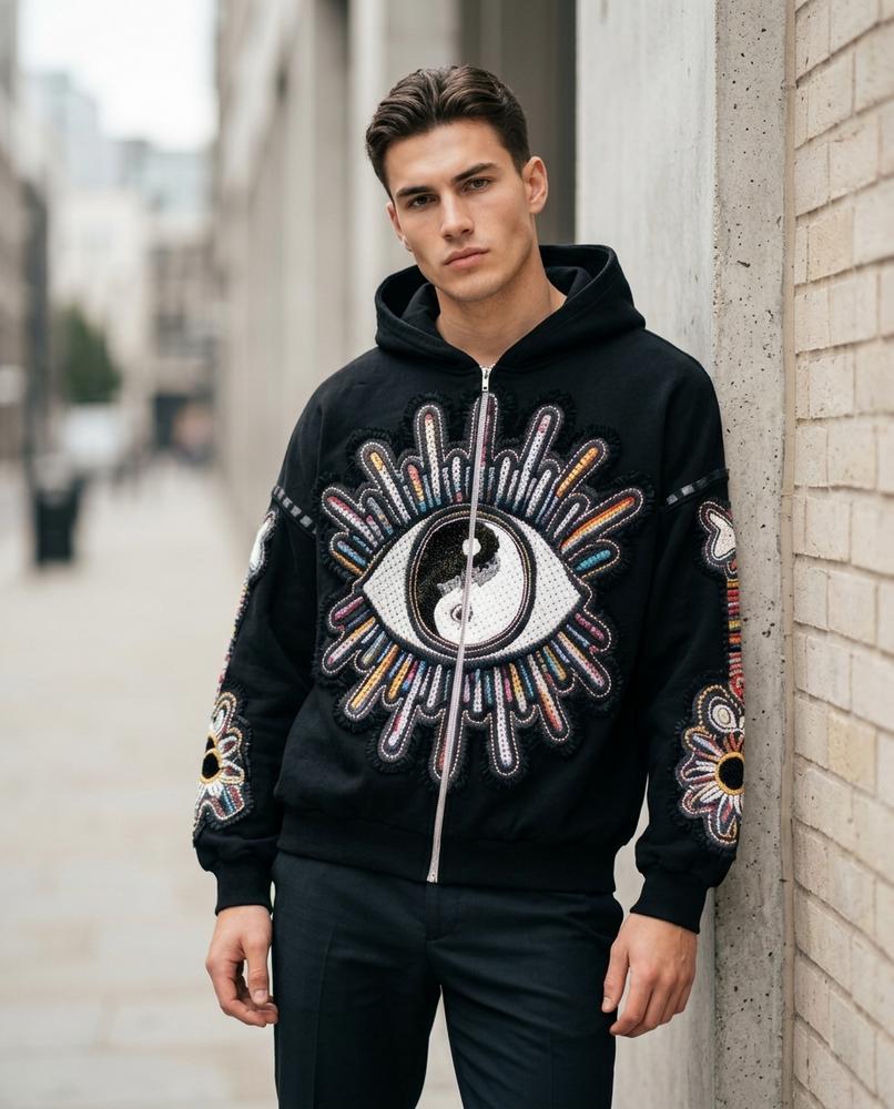 Statement Street - Mesin | Bestickt Reißverschluss Hoodie Herren