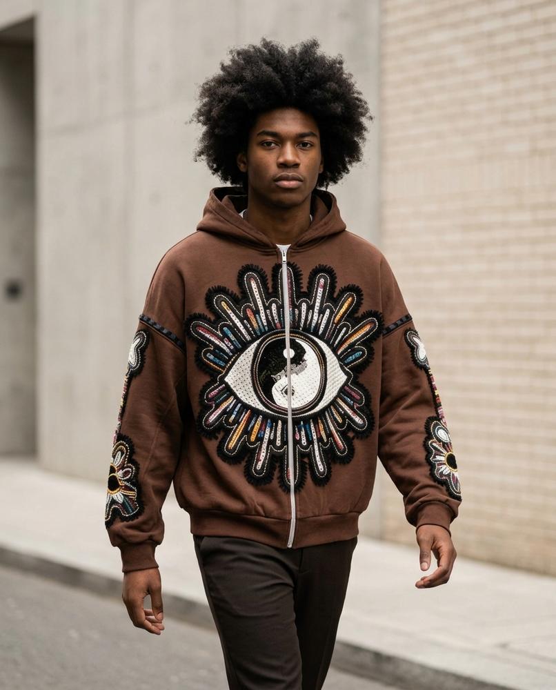 Statement Street - Mesin | Bestickt Reißverschluss Hoodie Herren