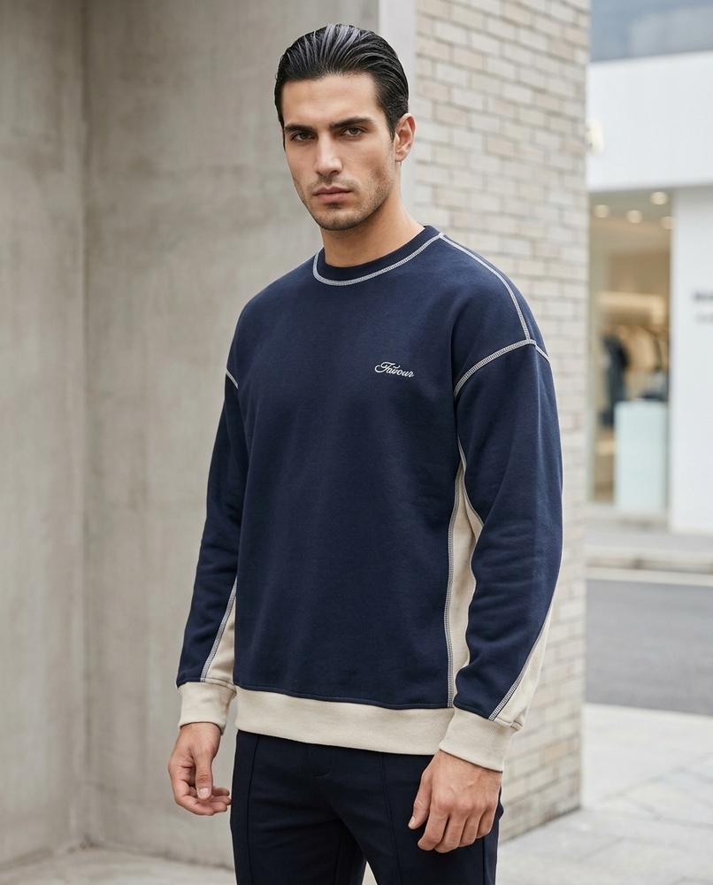 Statement Street - Tovet | Zweifarbiges Kontrastgestepptes Sweatshirt Herren