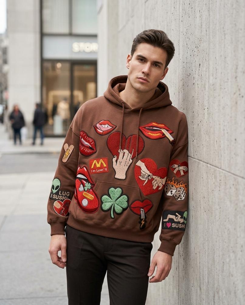 Statement Street - Marim | Applizierter Langärmliger Hoodie Herren