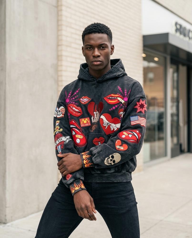 Statement Street - Vipik | Appliziert Gewaschen Hoodie Herren