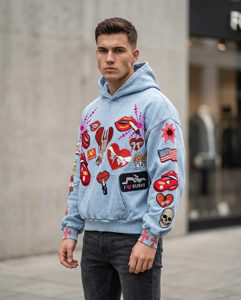 Statement Street - Vipik | Appliziert Gewaschen Hoodie Herren