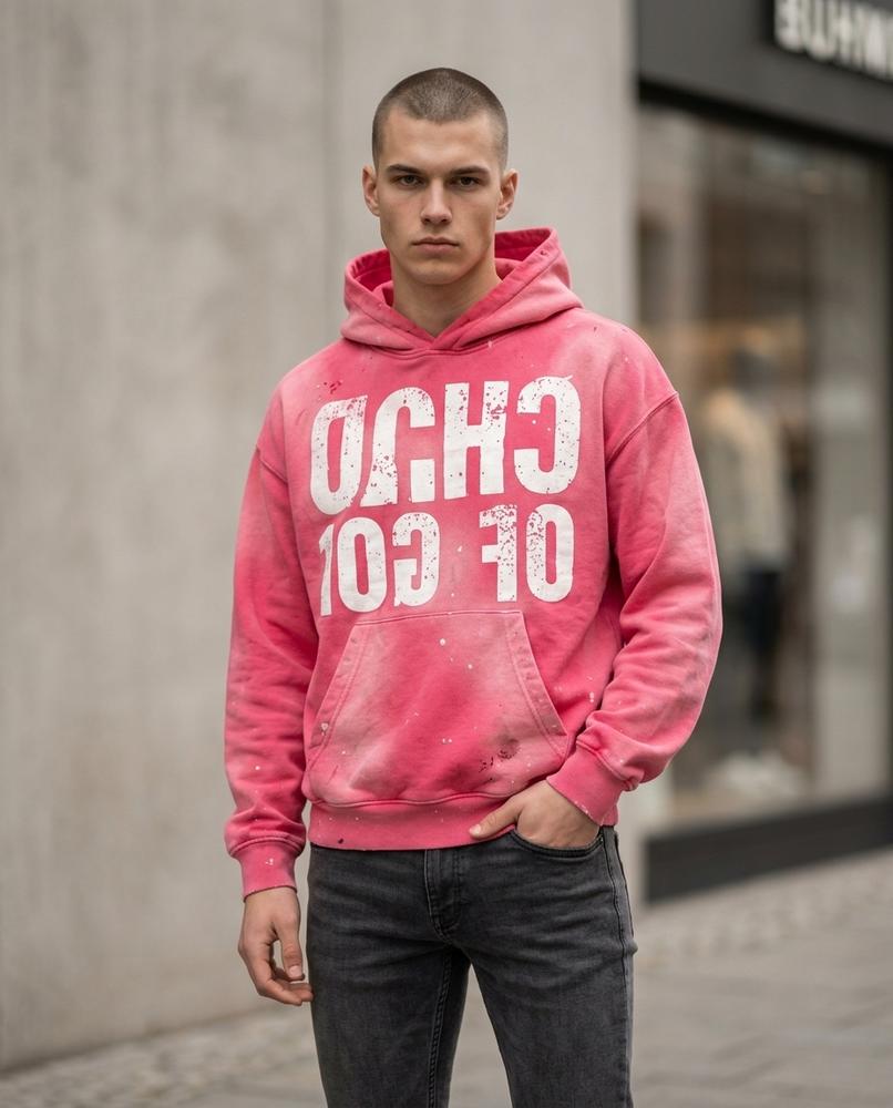 Statement Street - Mogar | Gewaschen Bedruckt Hoodie Herren