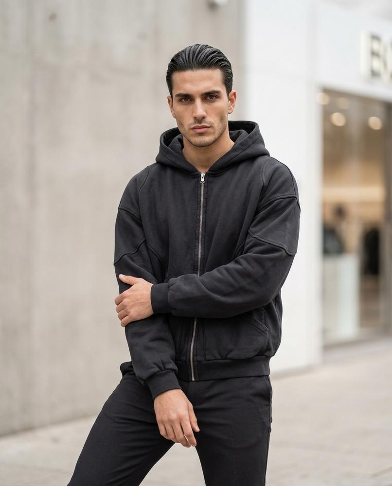 Statement Street - Cogem | Gezipter Gewaschener Hoodie Herren