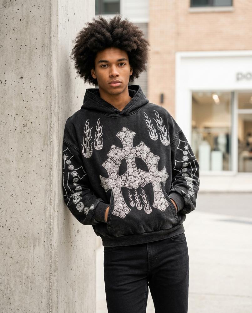 Statement Street - Taher | Gewaschener Verzierter Hoodie Unisex