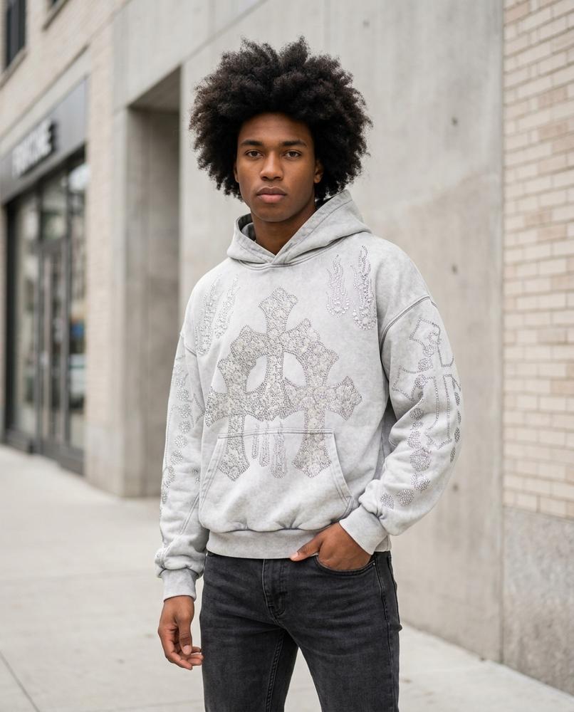 Statement Street - Taher | Gewaschener Verzierter Hoodie Unisex