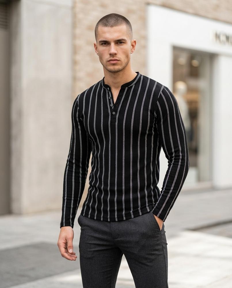 Statement Street - Nulun | Langärmliges Gestreiftes Shirt Herren