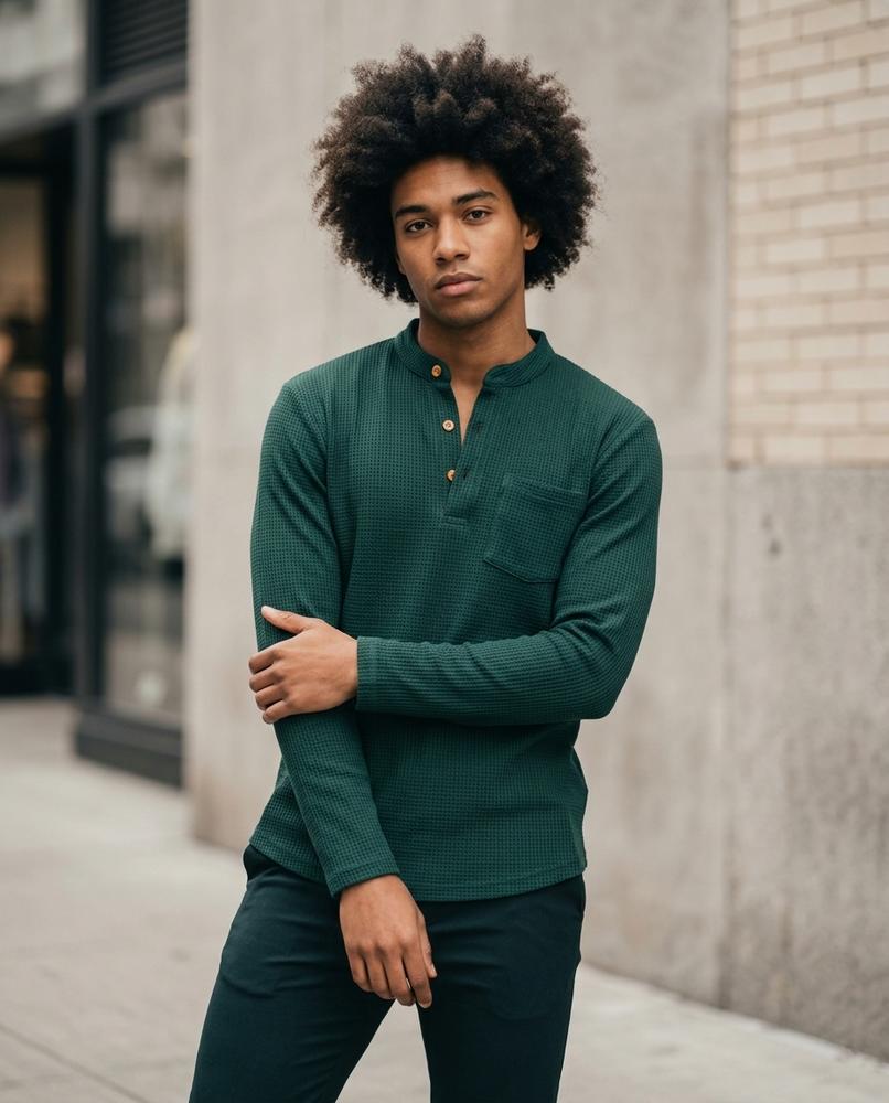 Statement Street - Derik | Strukturiertes Langärmliges Shirt Herren