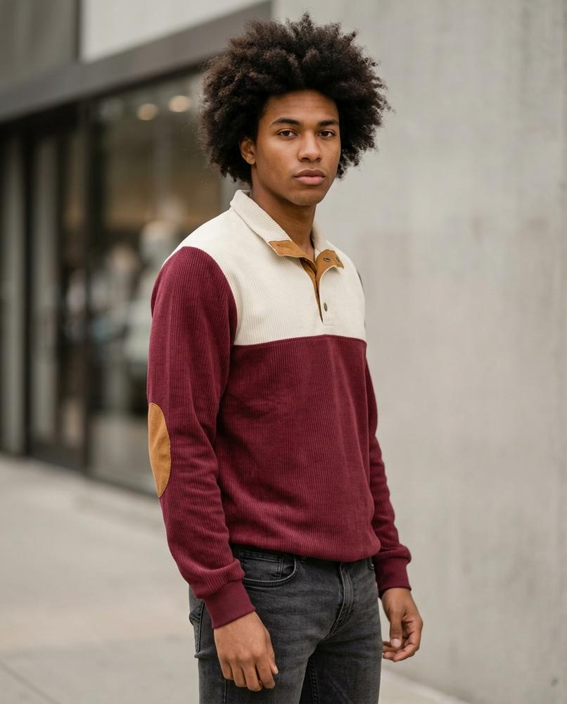 Statement Street - Ailas | Gerippt Geknöpft Pullover Herren