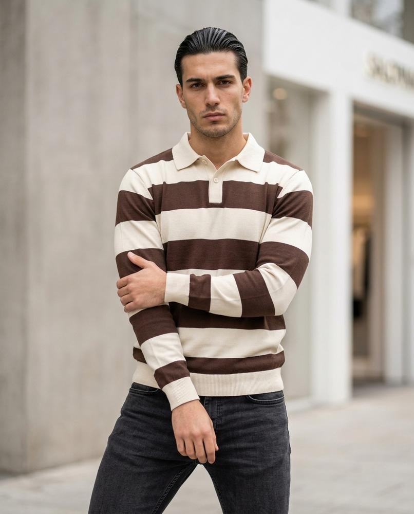 Statement Street - Vawor | Gestreifter Strick Pullover Herren