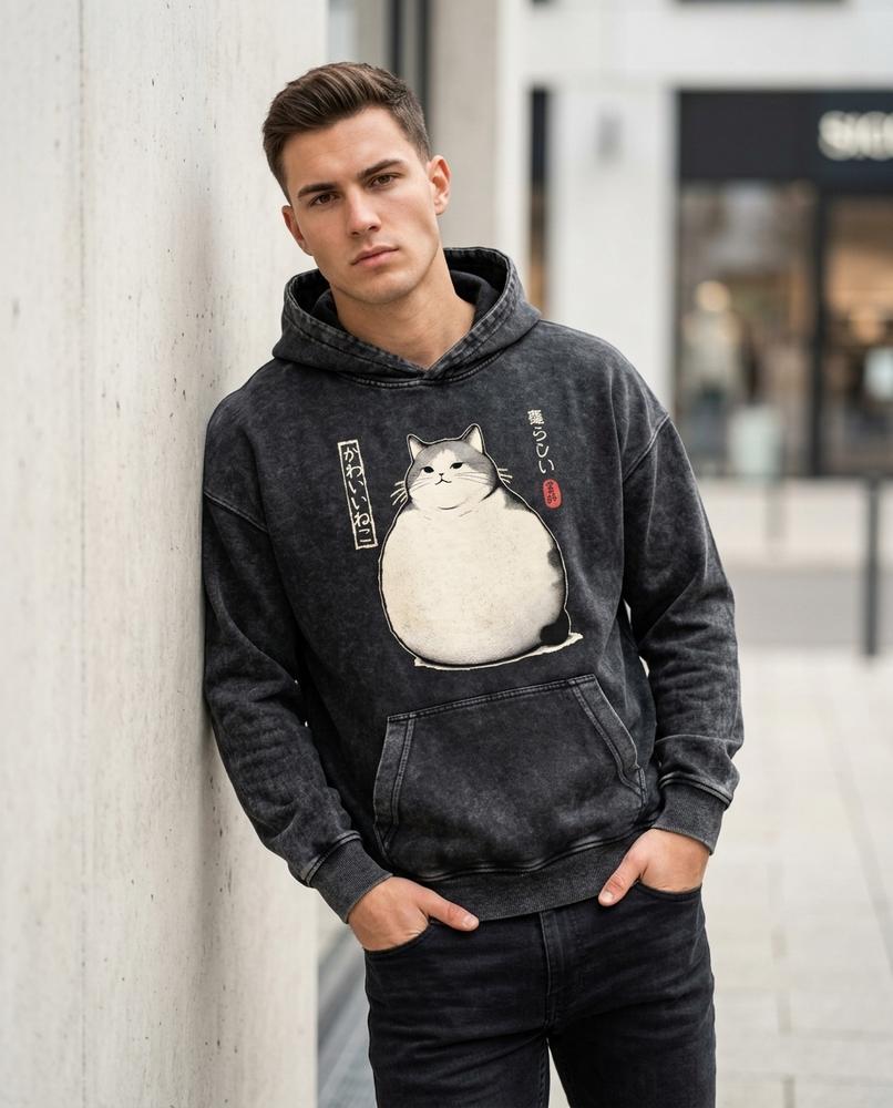 Statement Street - Denid | Bedruckter Gewaschener Hoodie Herren