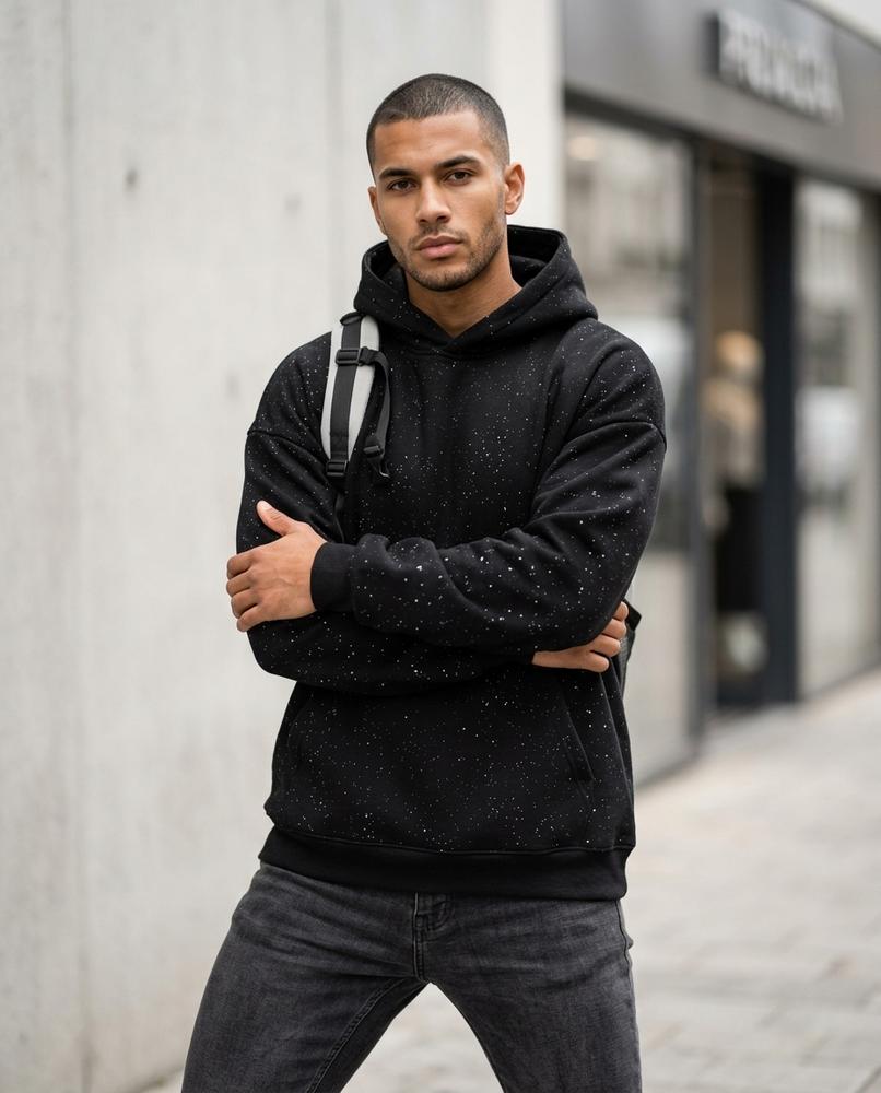 Statement Street - Kudus | Gesprenkelt Langärmlig Hoodie Herren