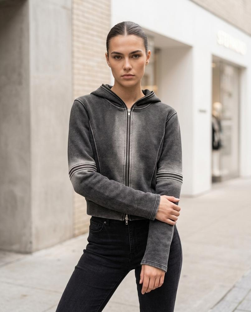 Statement Street - Remek | Farbverlaufender Taillierter Hoodie Damen