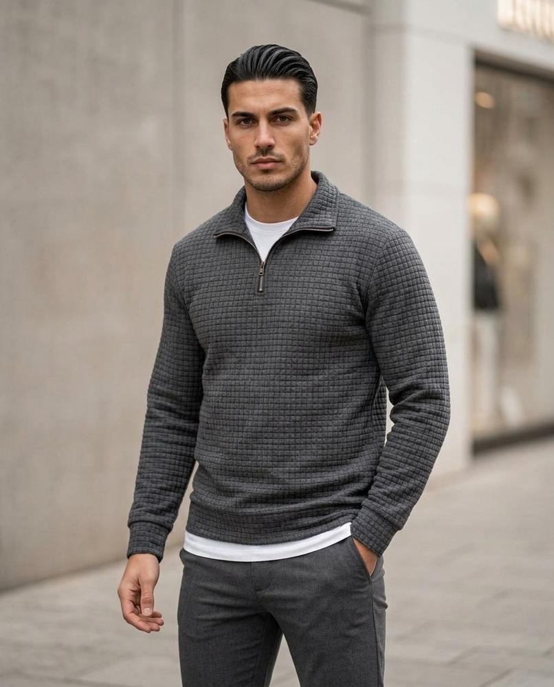 Statement Street - Catet | Strukturierter Gezipster Pullover Herren