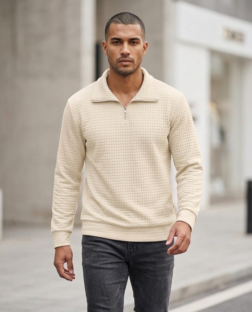Statement Street - Catet | Strukturierter Gezipster Pullover Herren